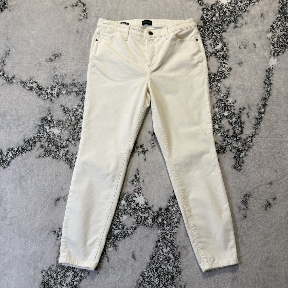 Talbots Pants Womens Size 8P White Corduroy Jegging Ankle Slimming Cotton Blend